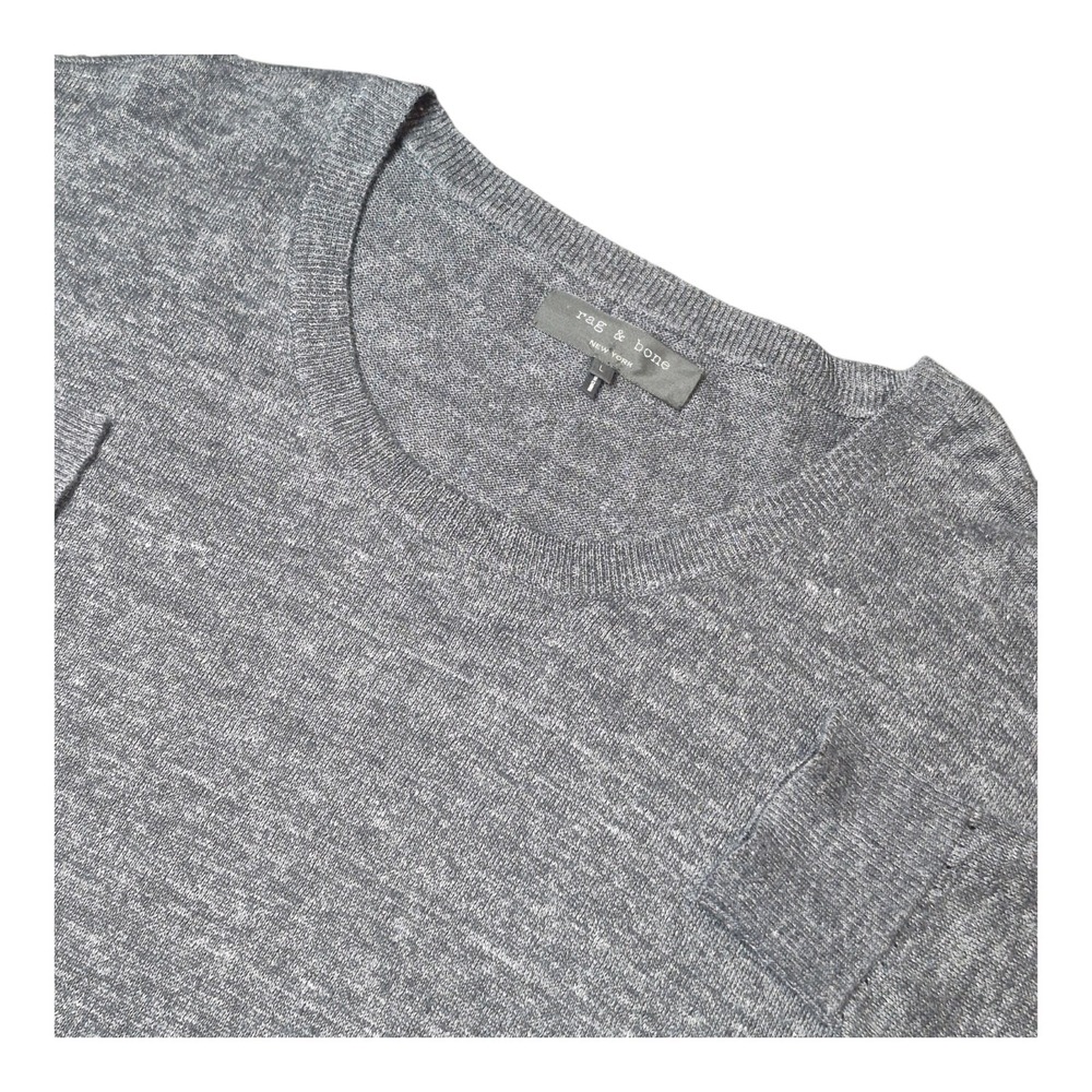 Rag & Bone Men's Large 100% Linen Crew Neck Sweater Gray Lightweight Knit